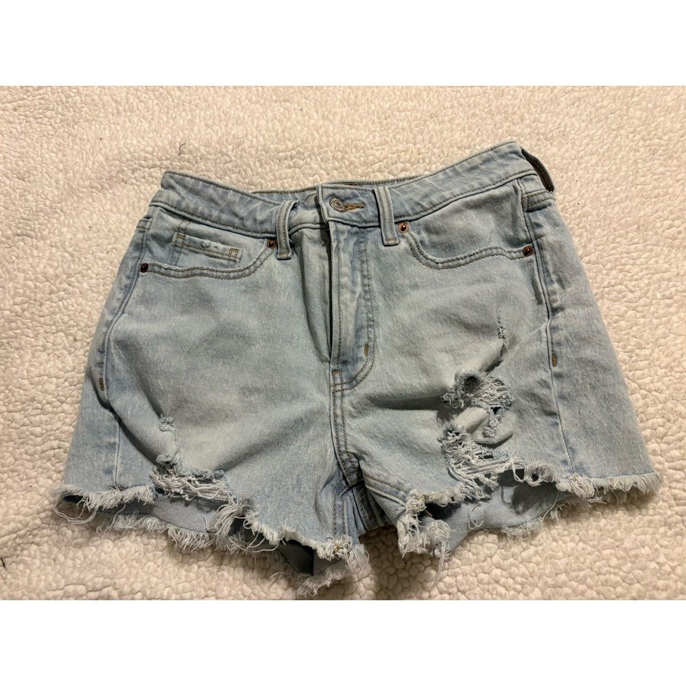 Old Navy OG Straight Light Wash Distressed High Waisted Denim 4            (1-4)